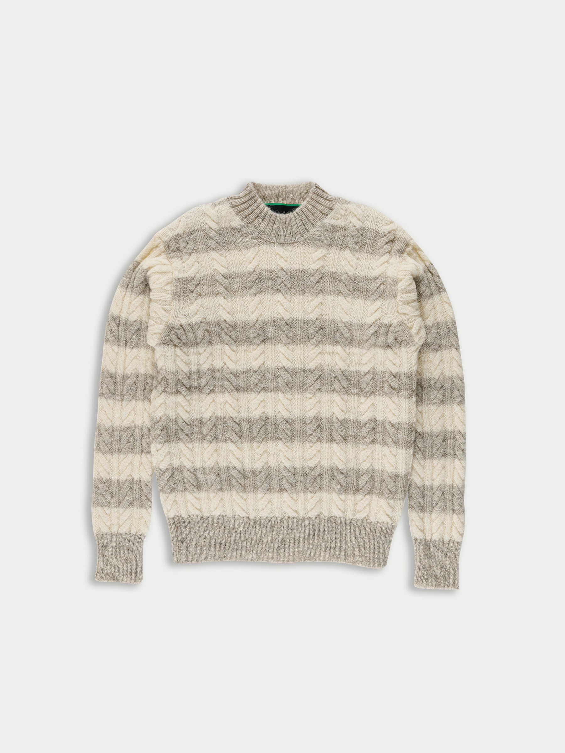 KURT Striped Cable Sweater - Oatmeal / Ecru