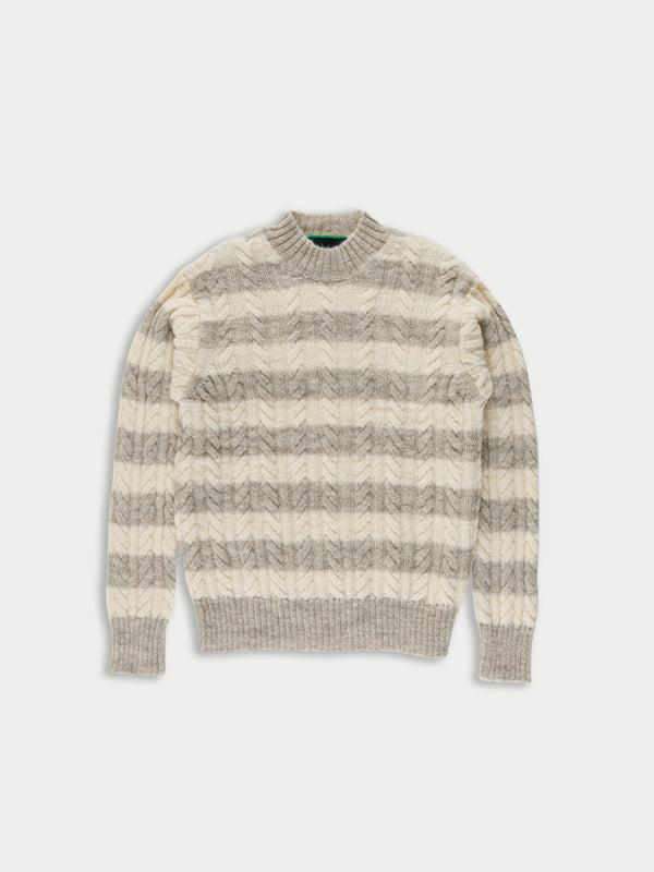 KURT Striped Cable Sweater - Oatmeal / Ecru