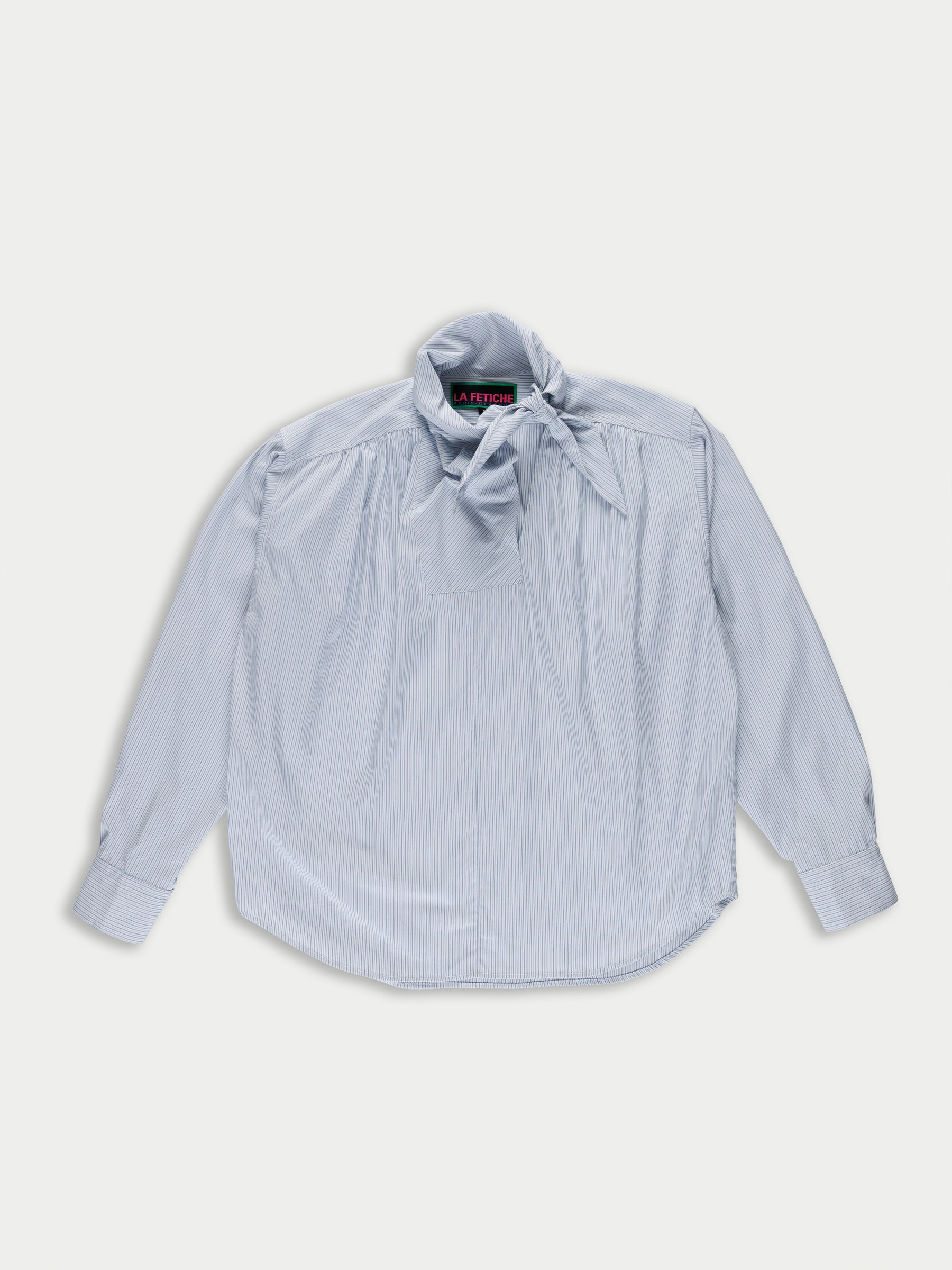 NUSCH Neck Tie Blouse - Blue Stripes