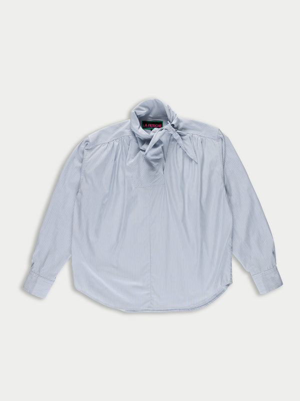 NUSCH Neck Tie Blouse - Blue Stripes