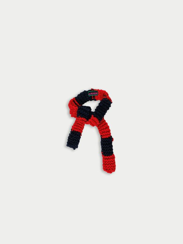 QUENTIN Handknitted Striped Scarf - Navy / Red