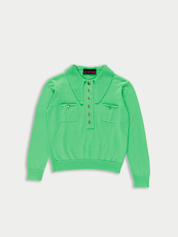 SAMMY Fine Weight Polo Top - Neon Green