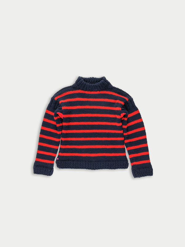 SASHA Handknitted Sailor Sweater - Navy / Red