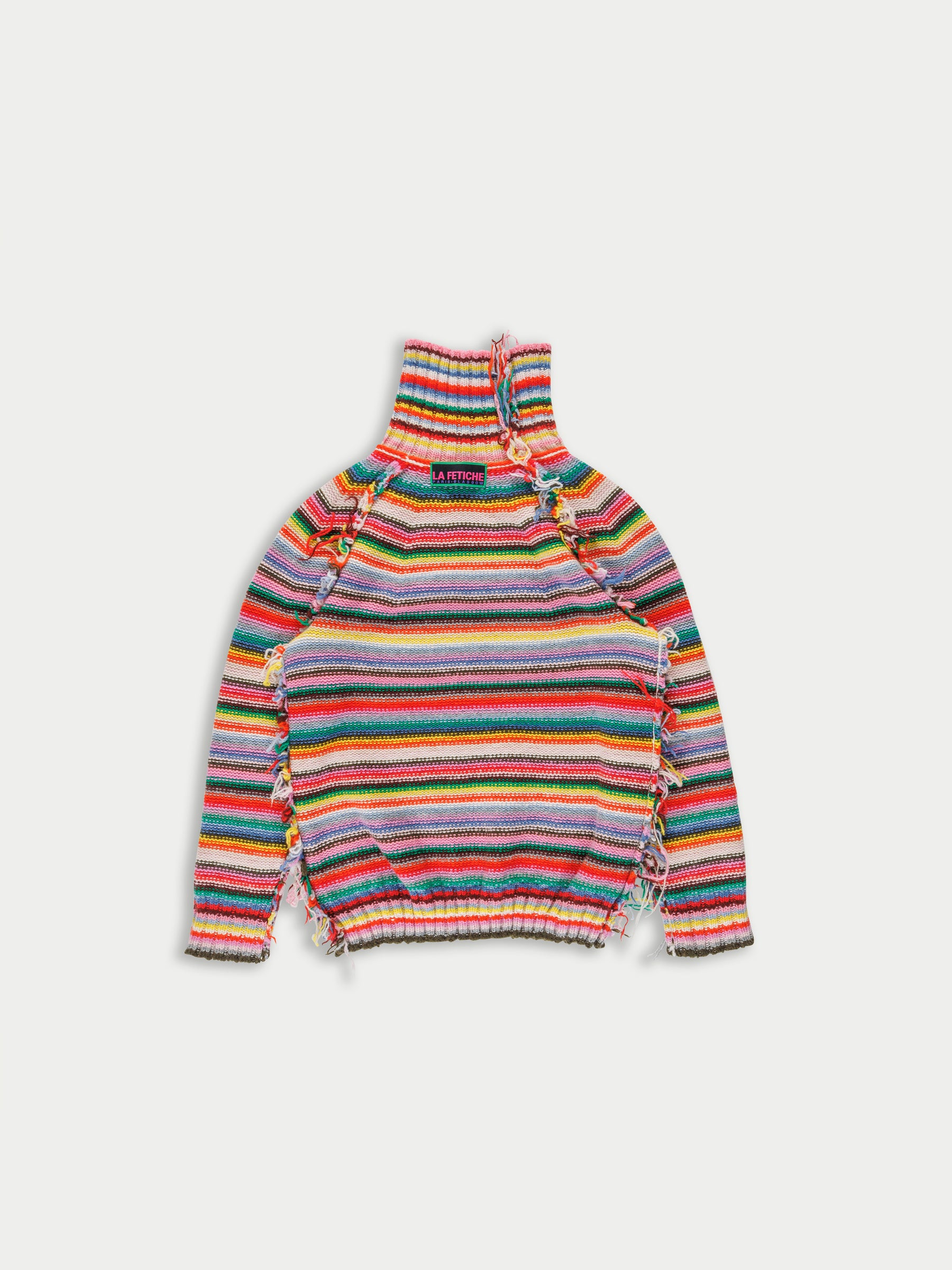 SOLANGE Striped Polo Neck Sweater - Multico