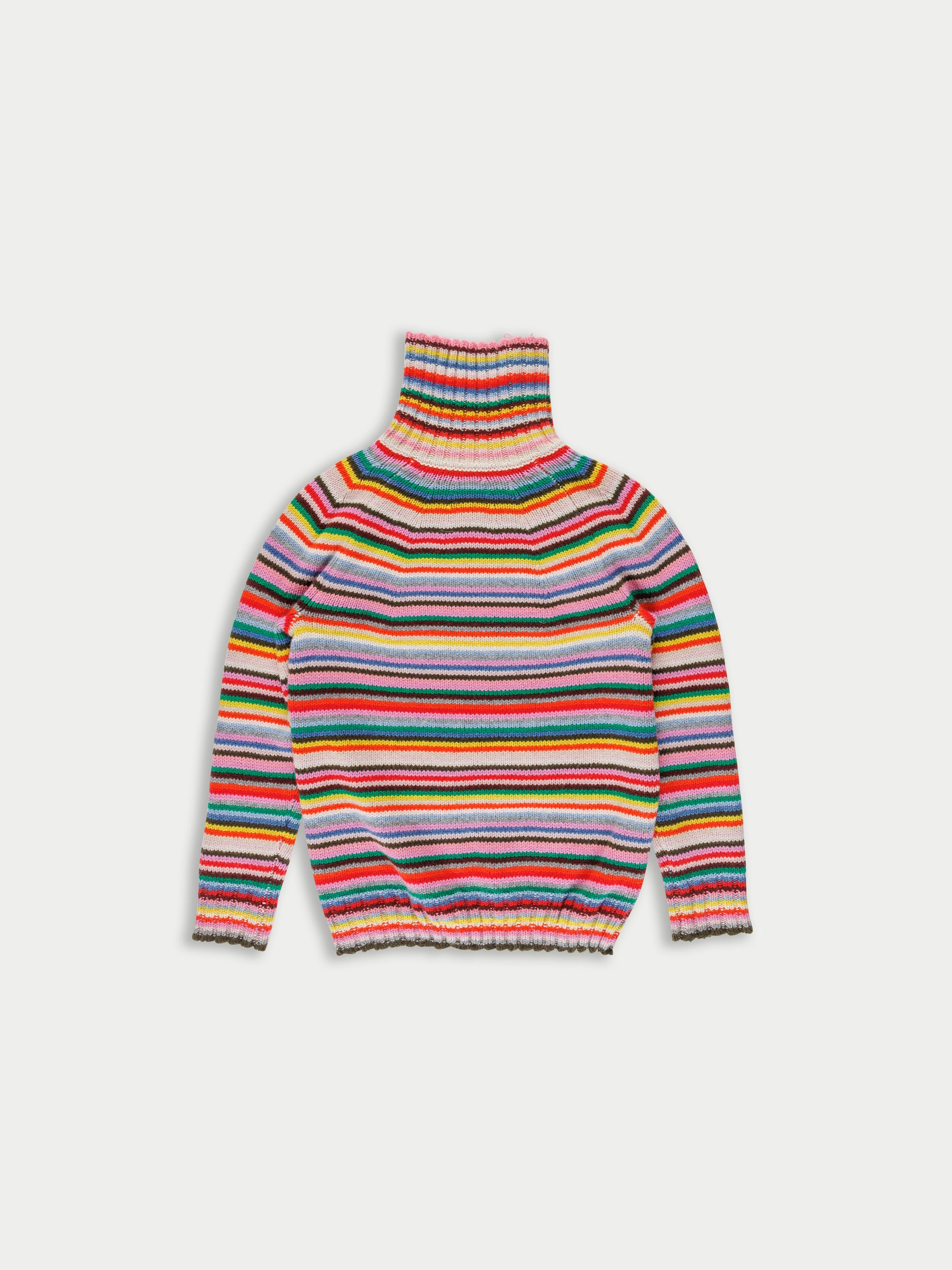 SOLANGE Striped Polo Neck Sweater - Multico