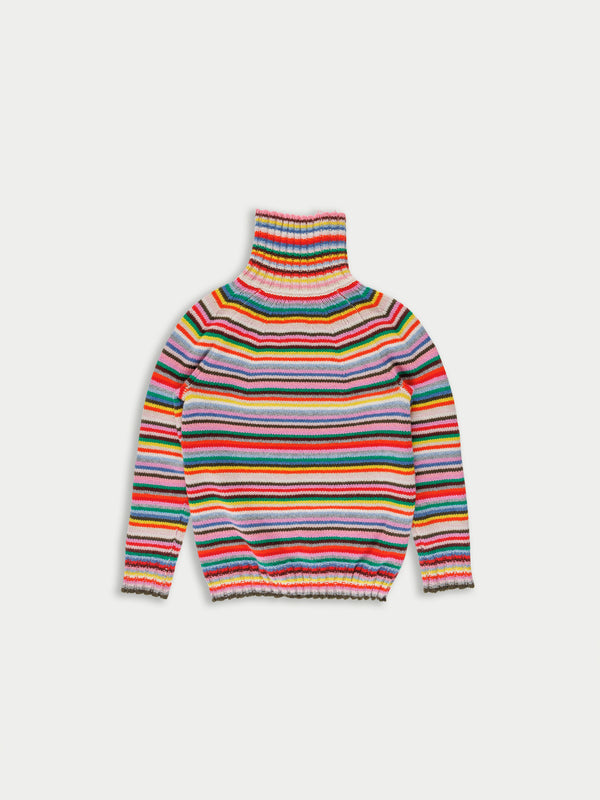SOLANGE Striped Polo Neck Sweater - Multico
