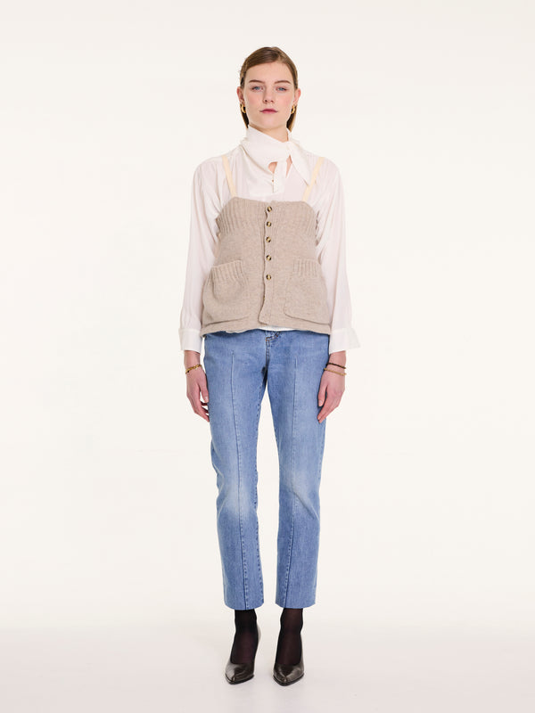 YUKI Knitted Camisole Top - Oatmeal