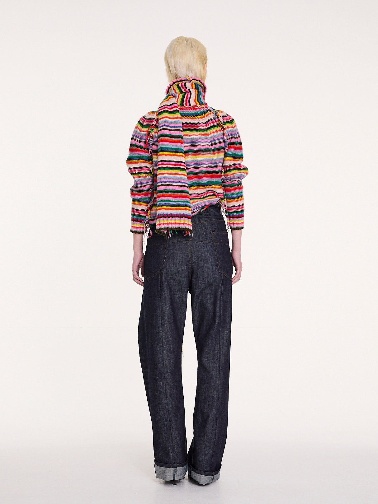 SOLANGE Striped Polo Neck Sweater - Multico