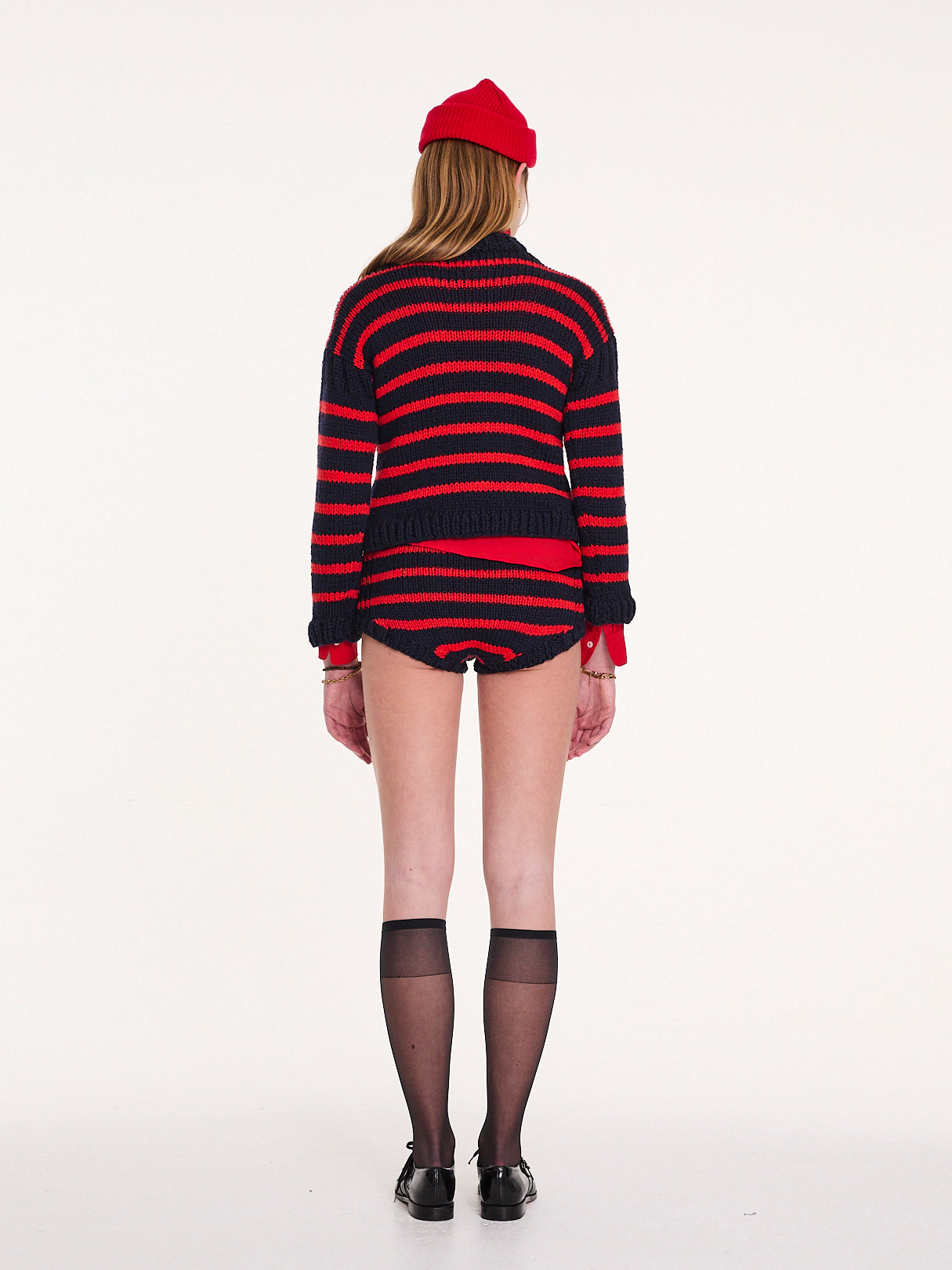 SASHA Handknitted Sailor Sweater - Navy / Red