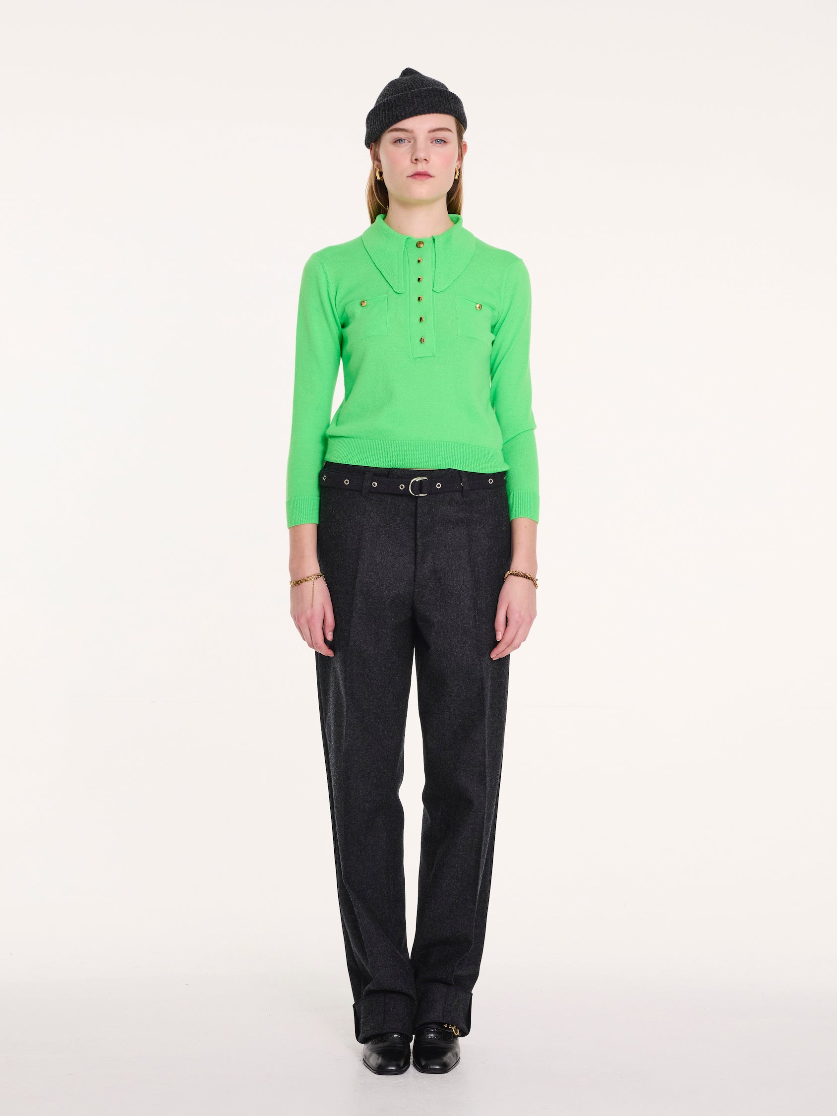 SAMMY Fine Weight Polo Top - Neon Green