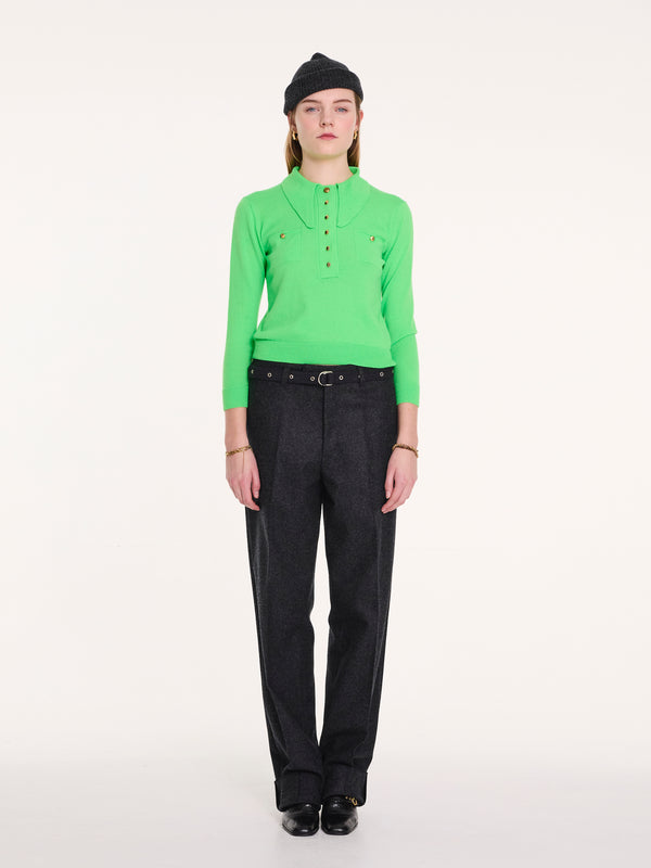 SAMMY Fine Weight Polo Top - Neon Green