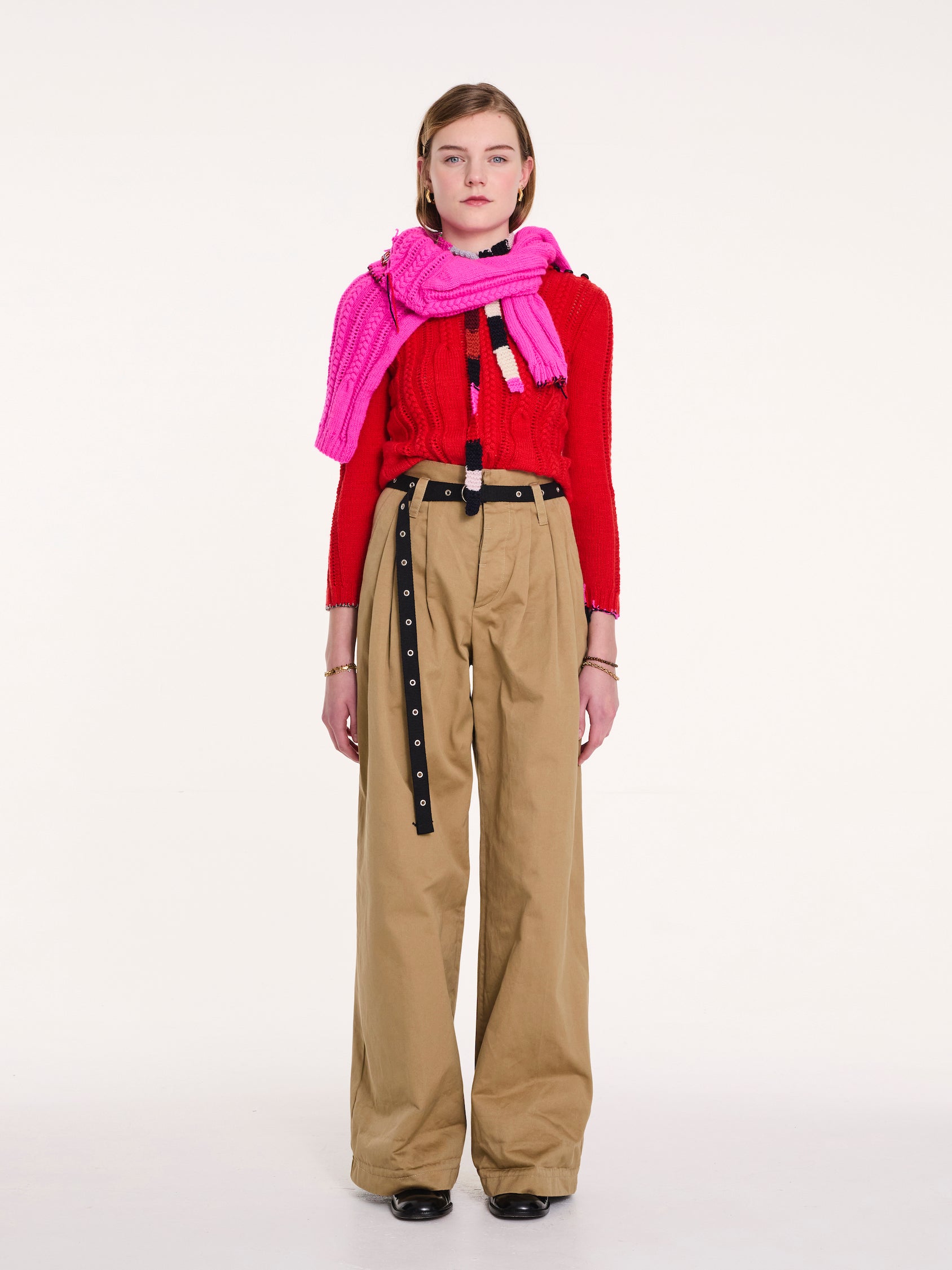 IVY Handknitted Cable Sweater - Red