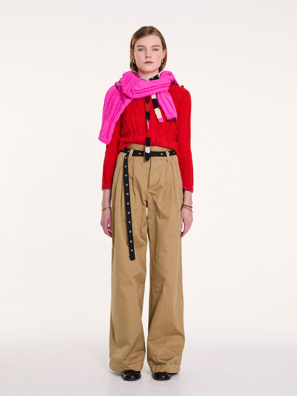 IVY Handknitted Cable Sweater - Red