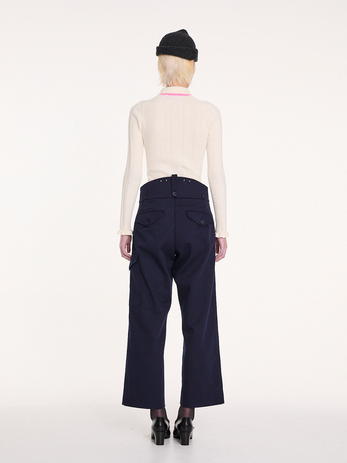 HEATH Ribbed Polo Top - Cream