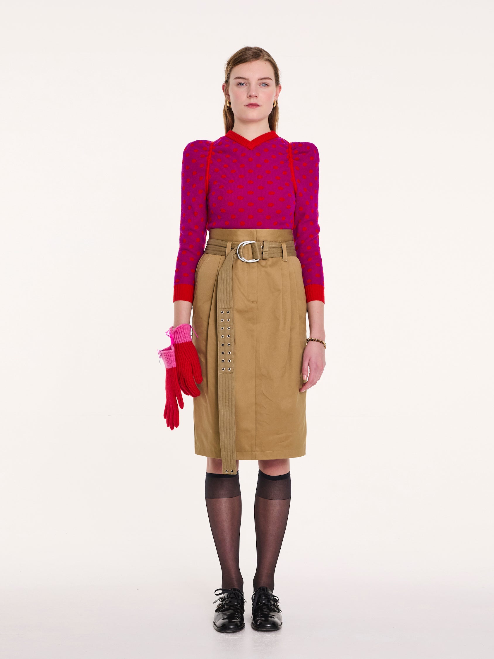 HANA Reversible V-neck Sweater - Red/purple