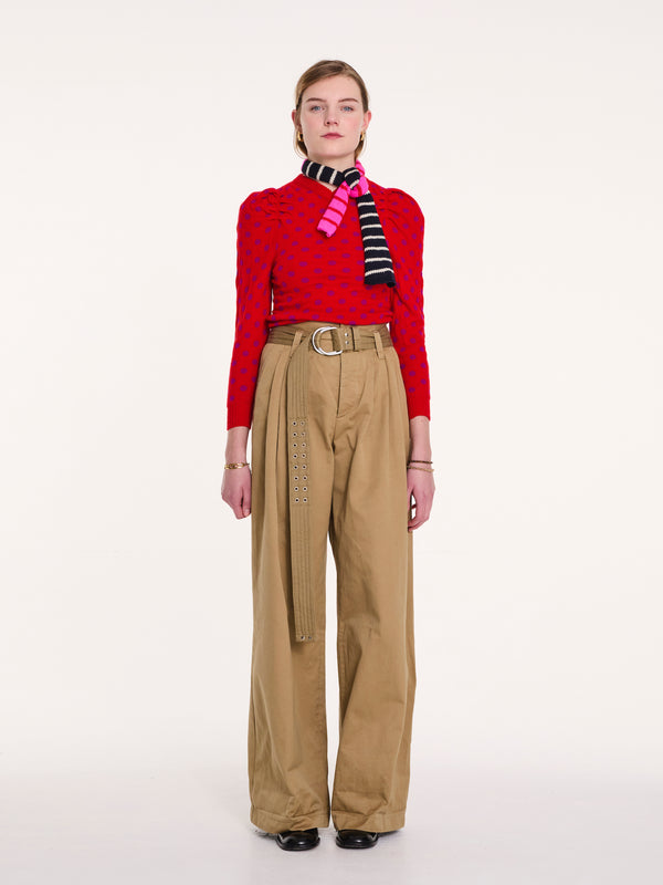 HANA Reversible V-neck Sweater - Red/purple