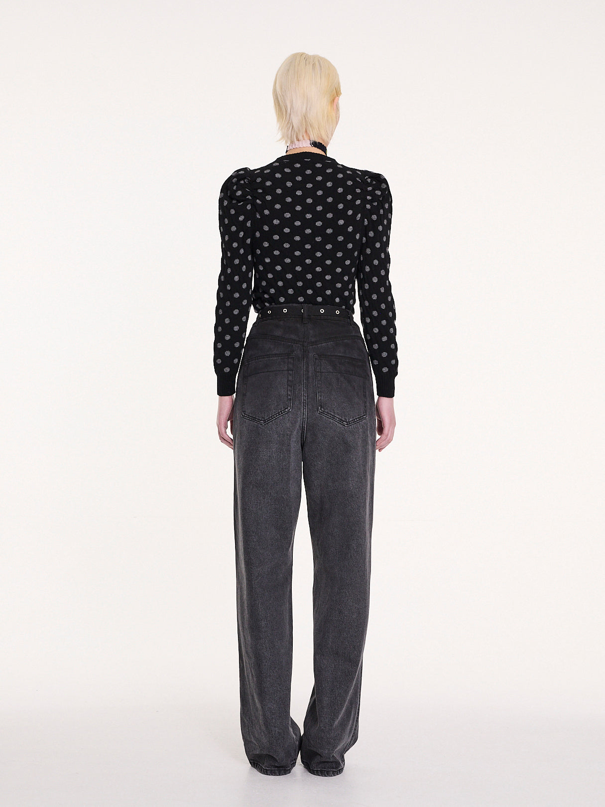HANA Reversible V-neck Sweater - Black/grey