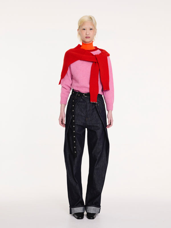 FIFI Crew Neck Shetland Sweater - Pink
