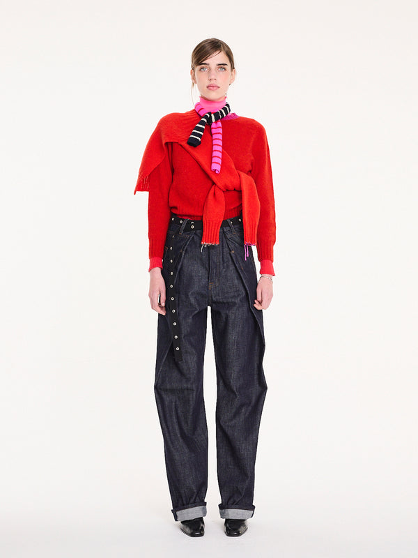 FIFI Crew Neck Shetland Sweater - Red