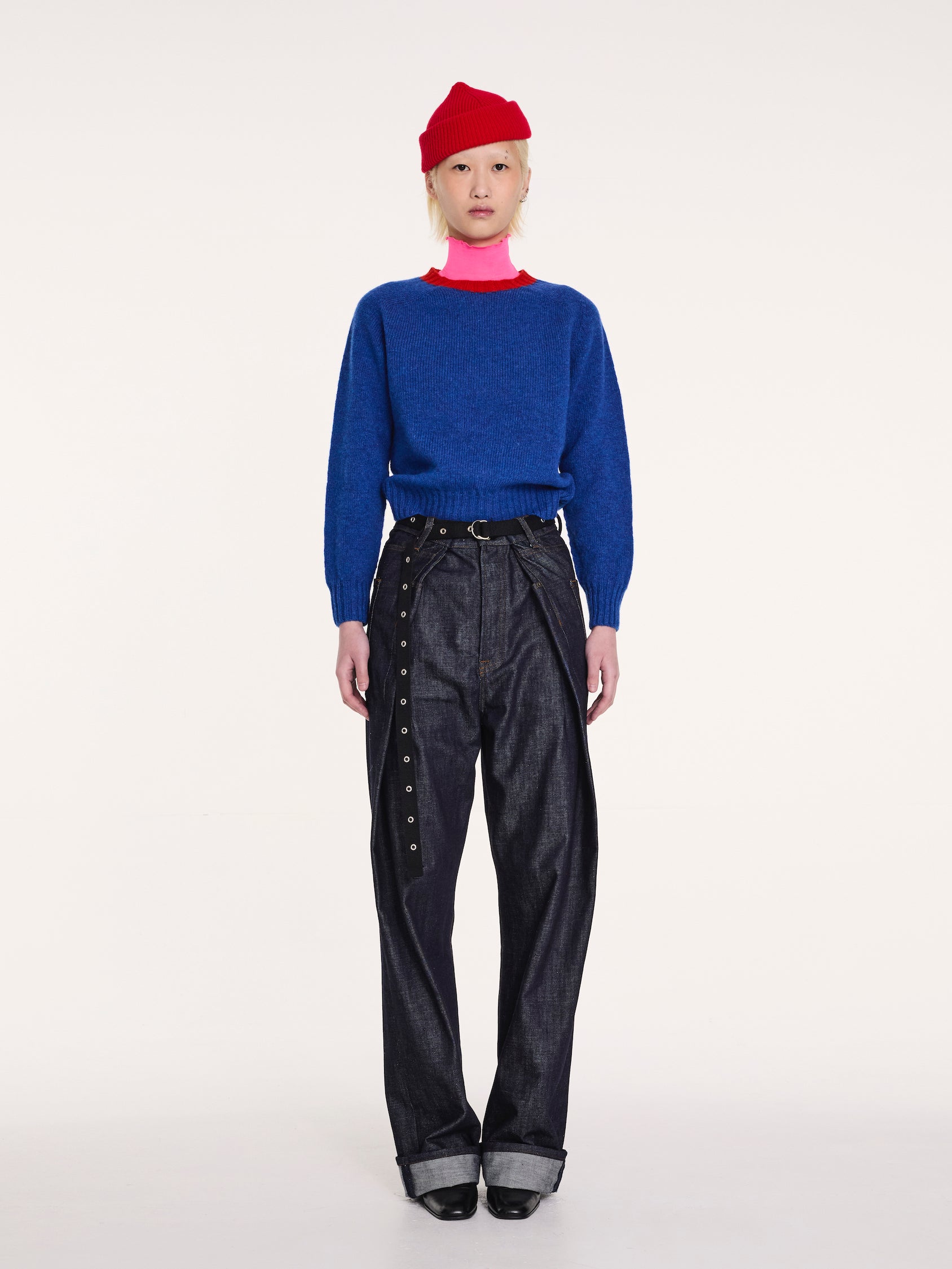 FIFI Crew Neck Shetland Sweater - Blue