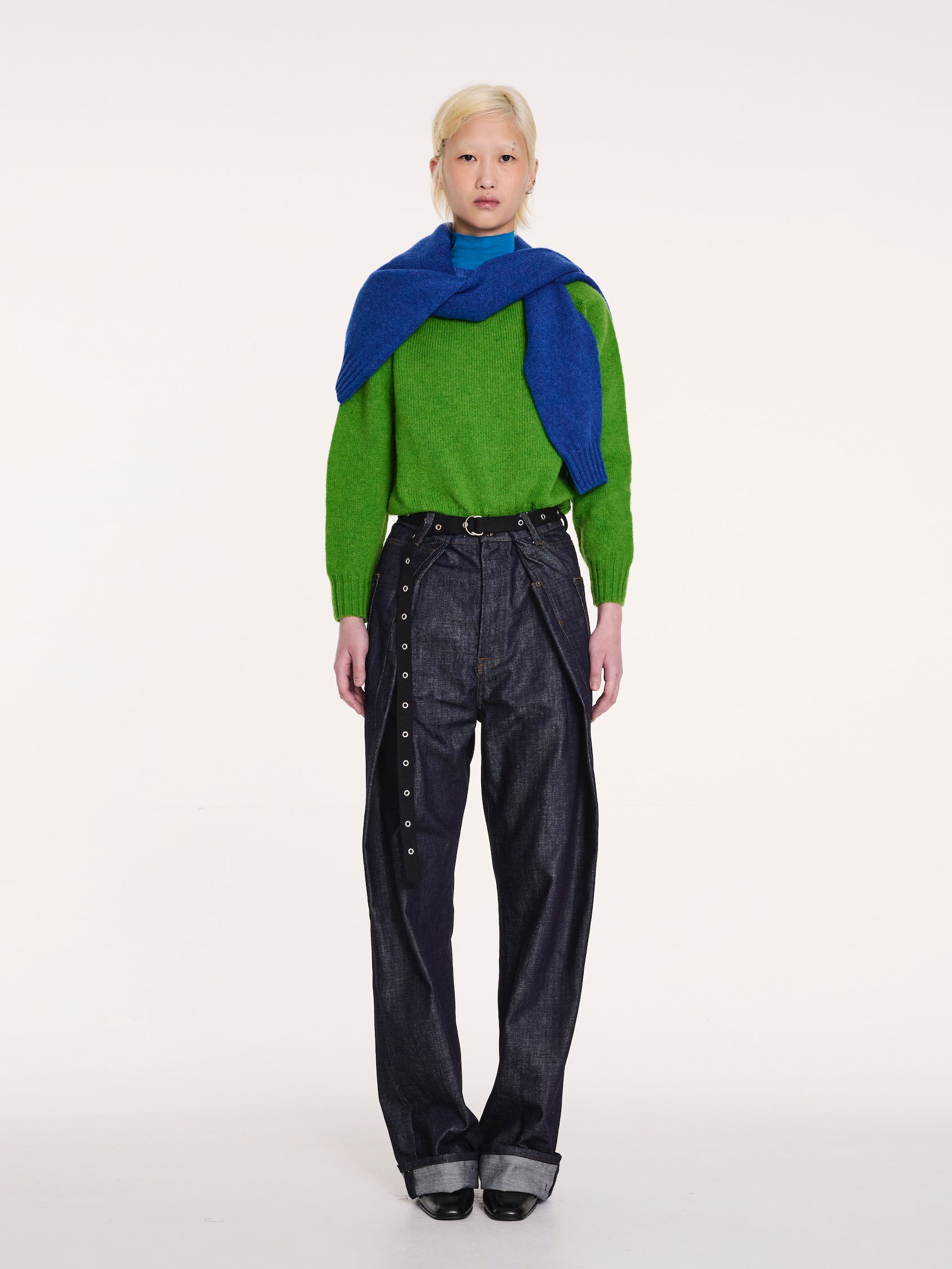 FIFI Crew Neck Shetland Sweater - Green