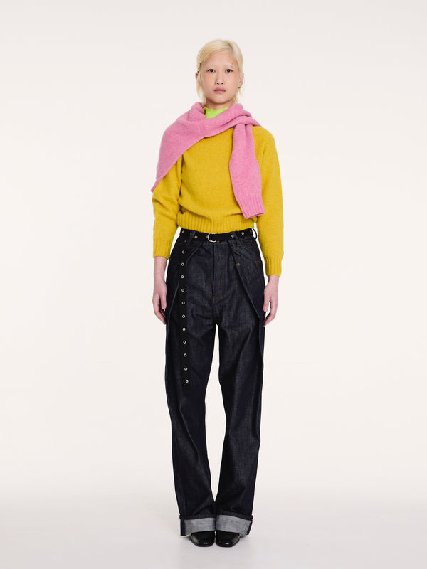 FIFI Crew Neck Shetland Sweater - Yellow
