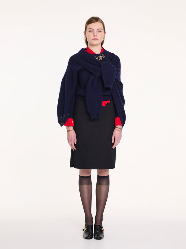 BEATON Brushed V-neck Cardigan - Navy
