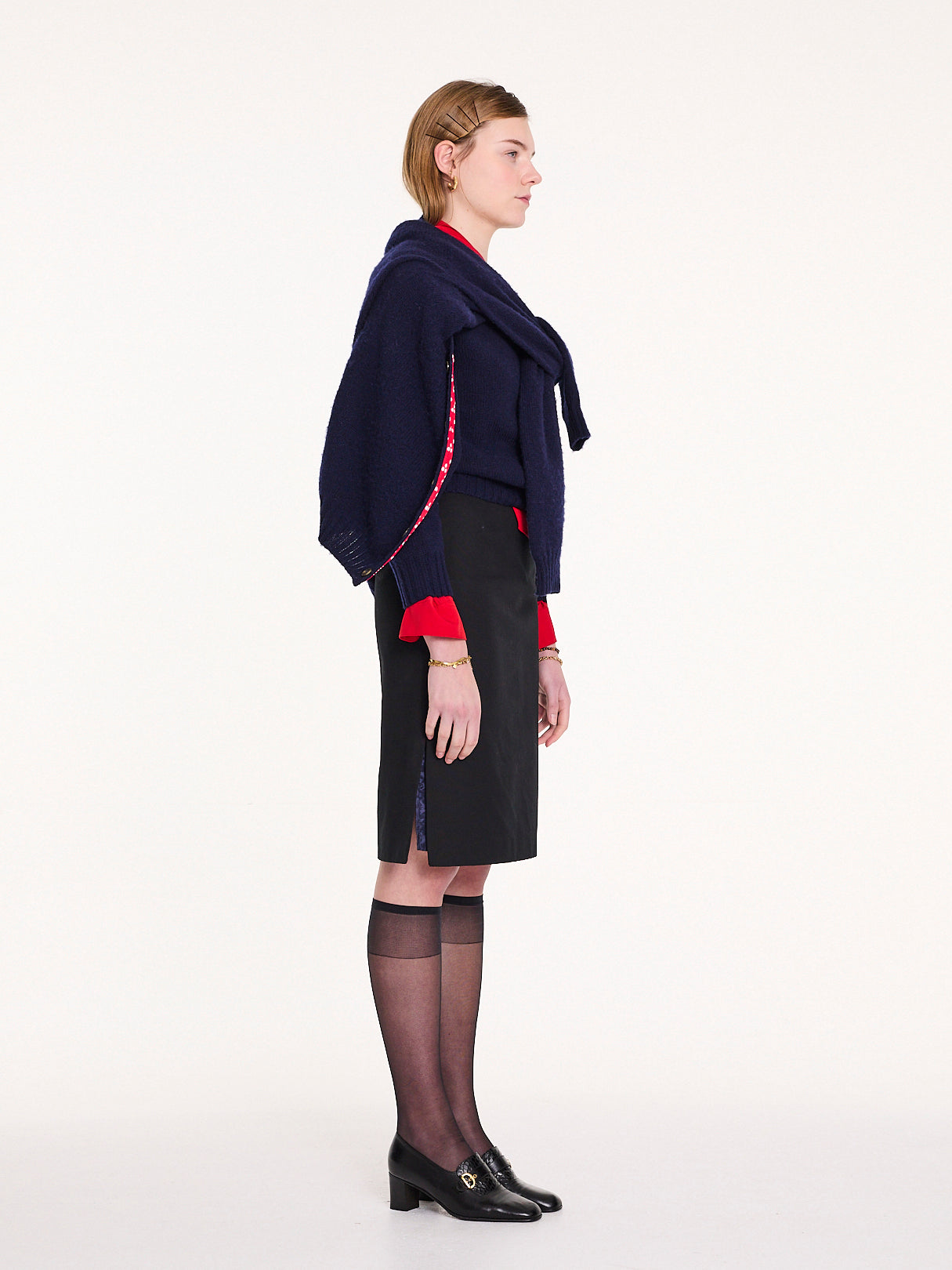 BEATON Brushed V-neck Cardigan - Navy