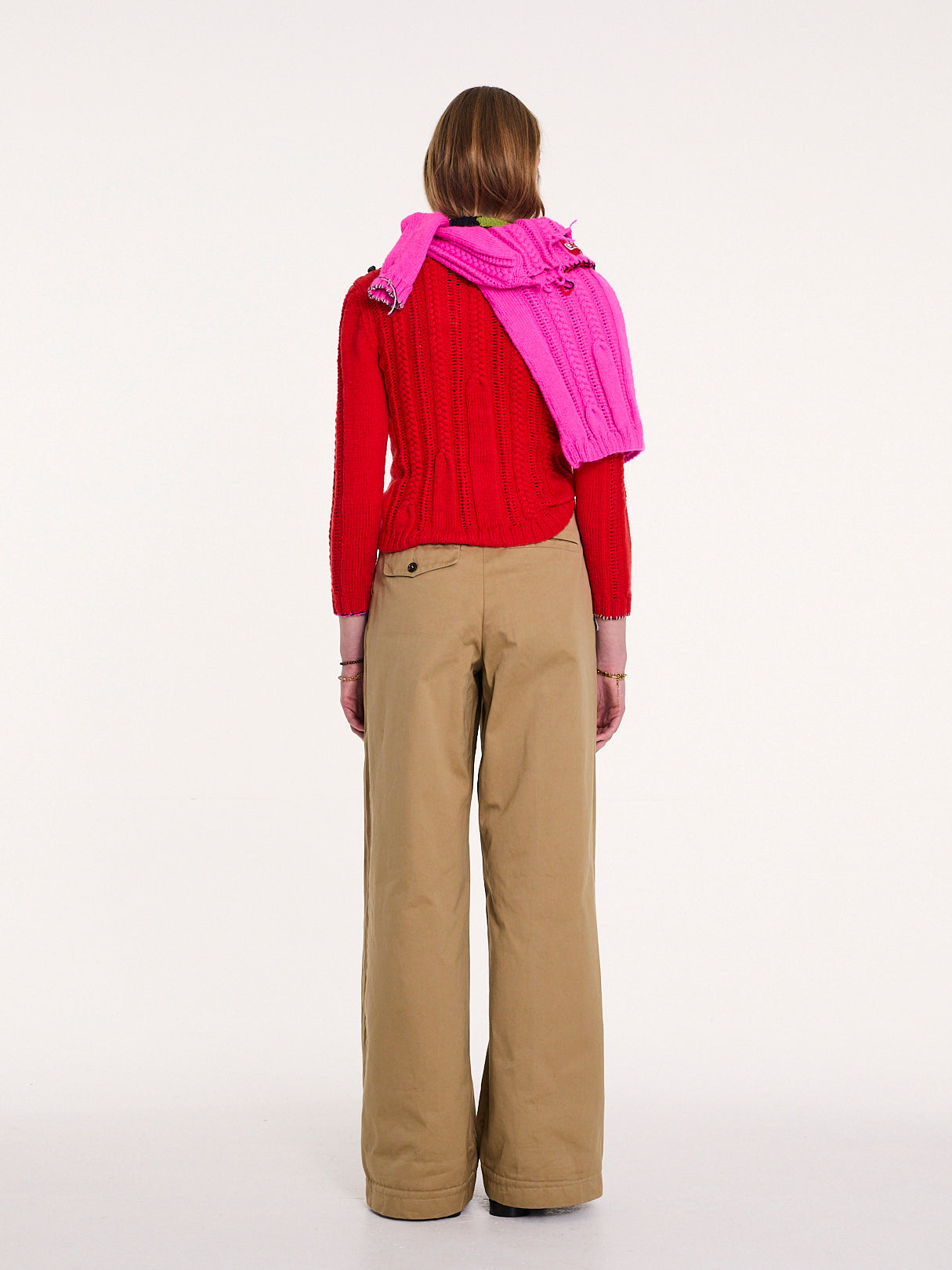 IVY Handknitted Cable Sweater - Neon Pink