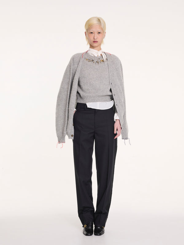 BEATON Brushed V-neck Cardigan - Grey