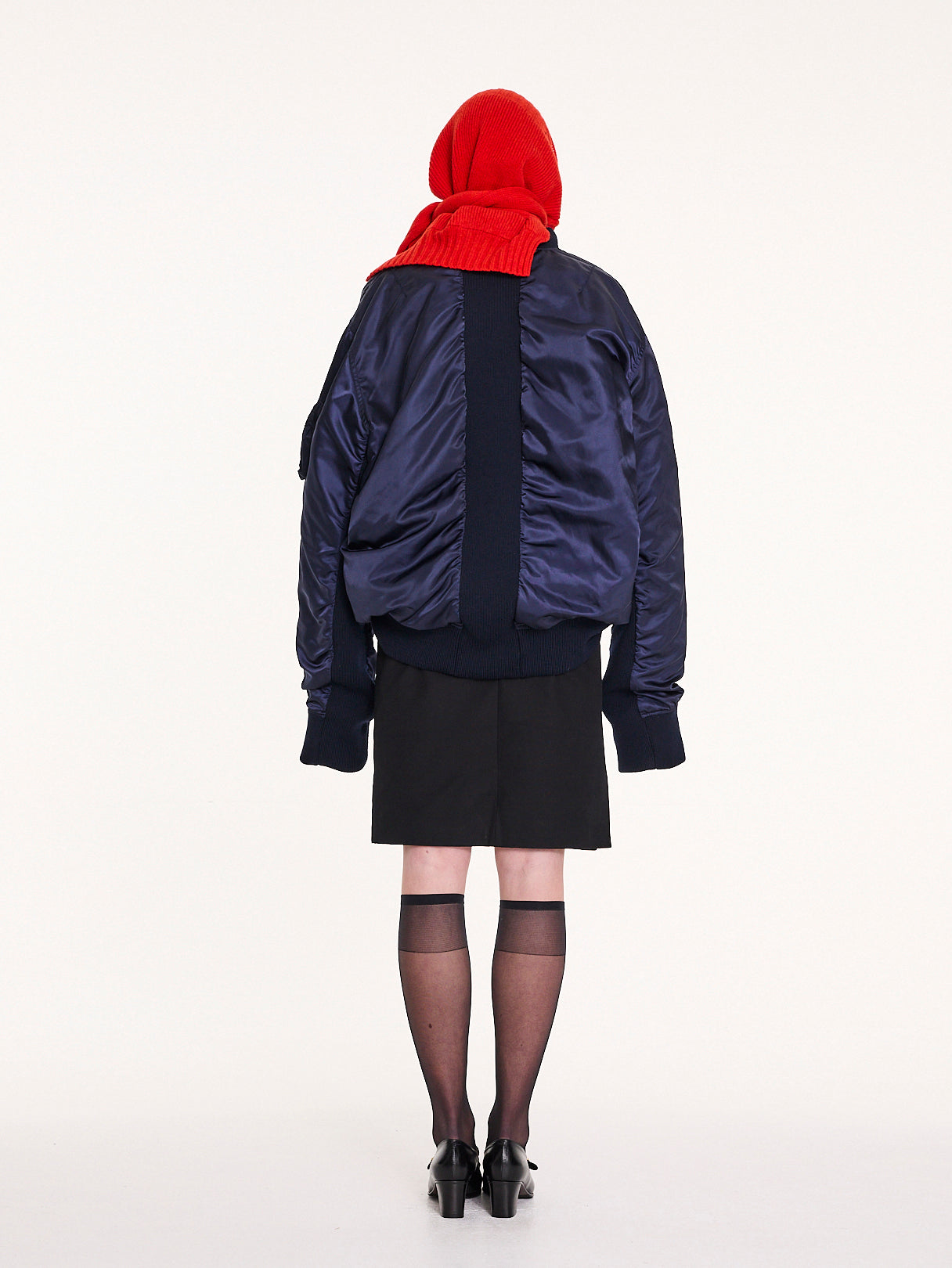 KIM X Oversized Bomber Jacket - Navy / Neon Orange