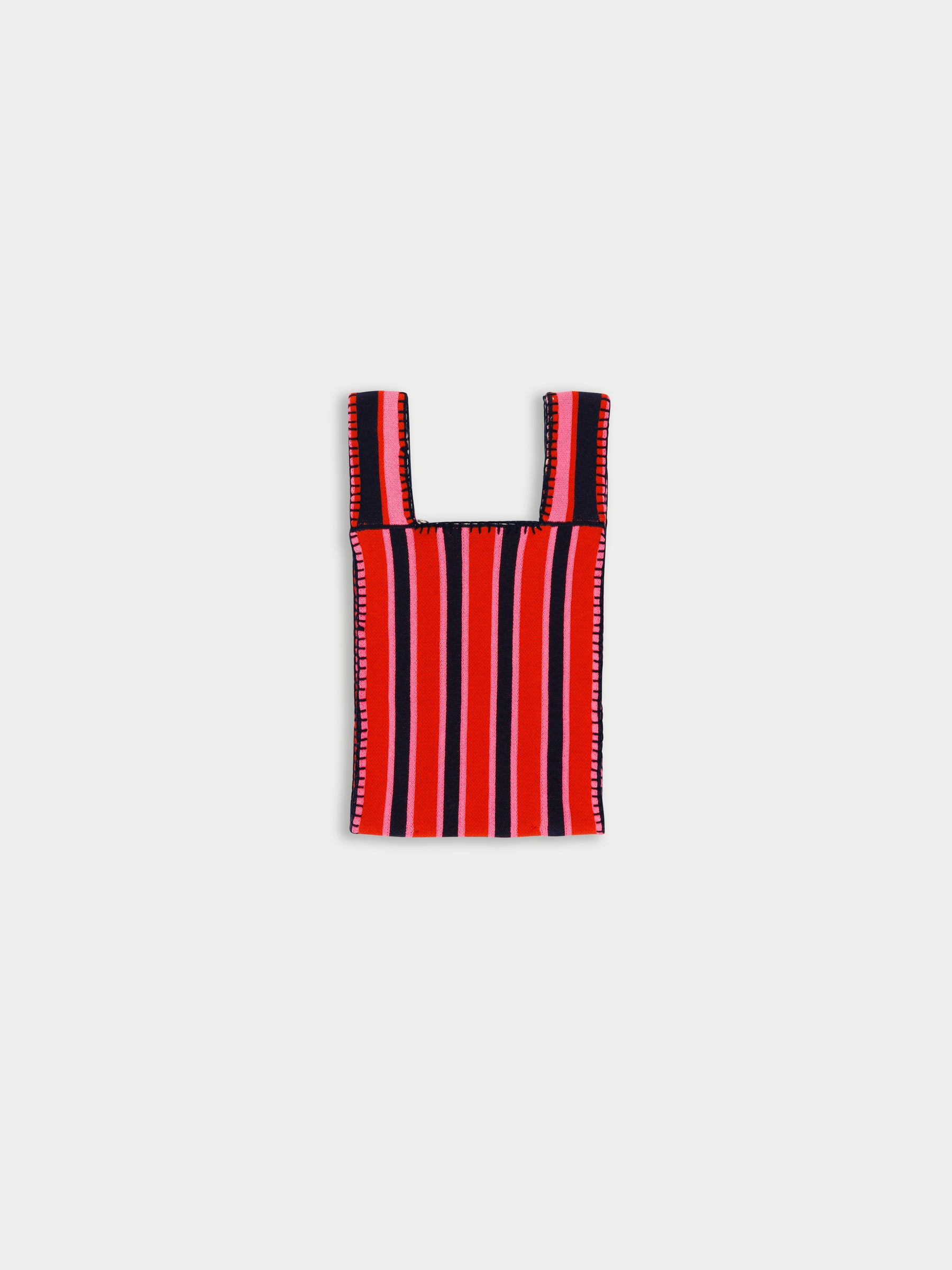 BEE Knitted Bag - Red / Navy / Neon Pink