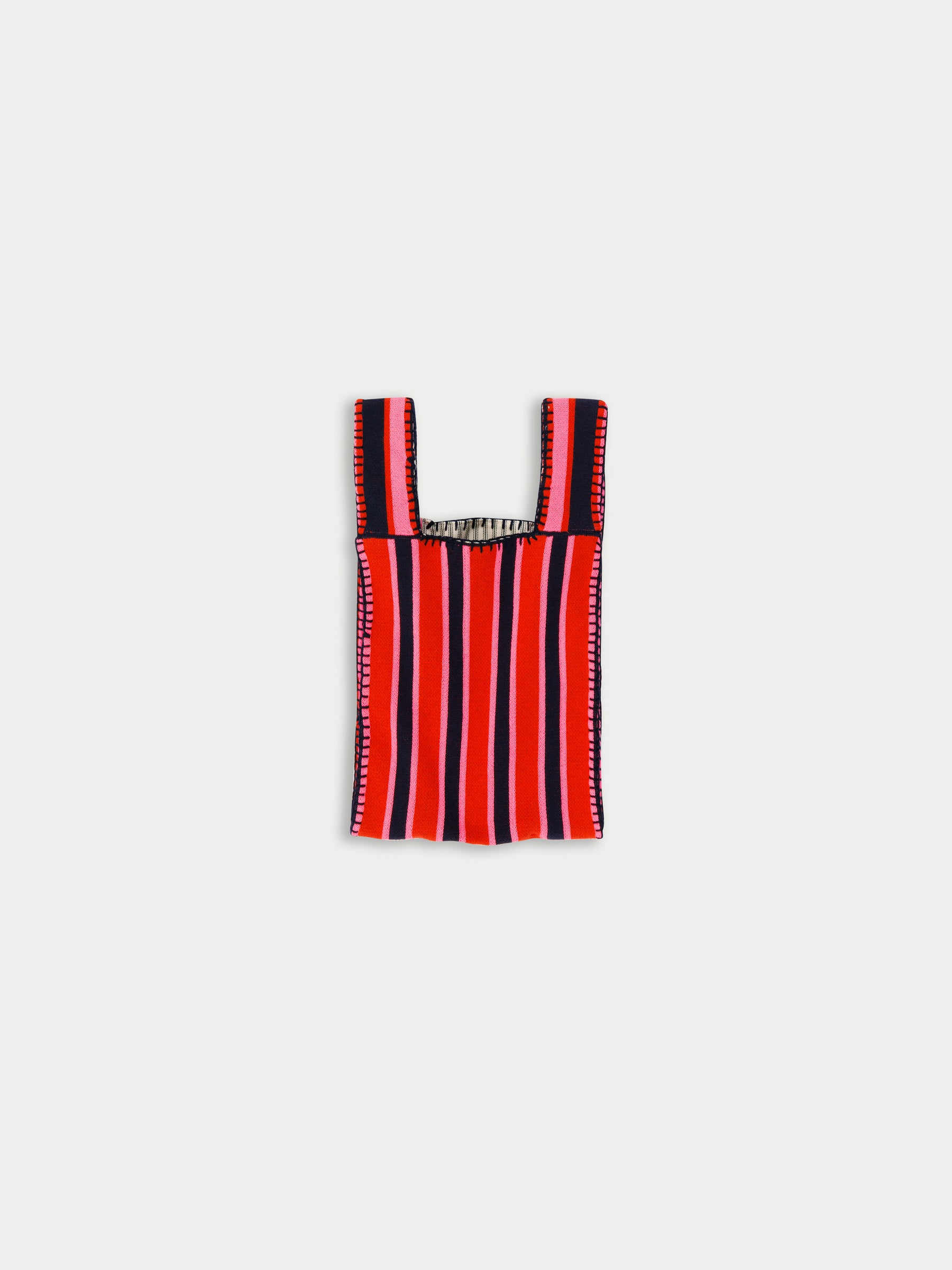 BEE Knitted Bag - Red / Navy / Neon Pink