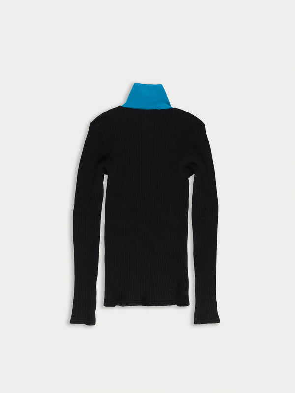 FREDERIQUE Ribbed Fine Weight Top - Black