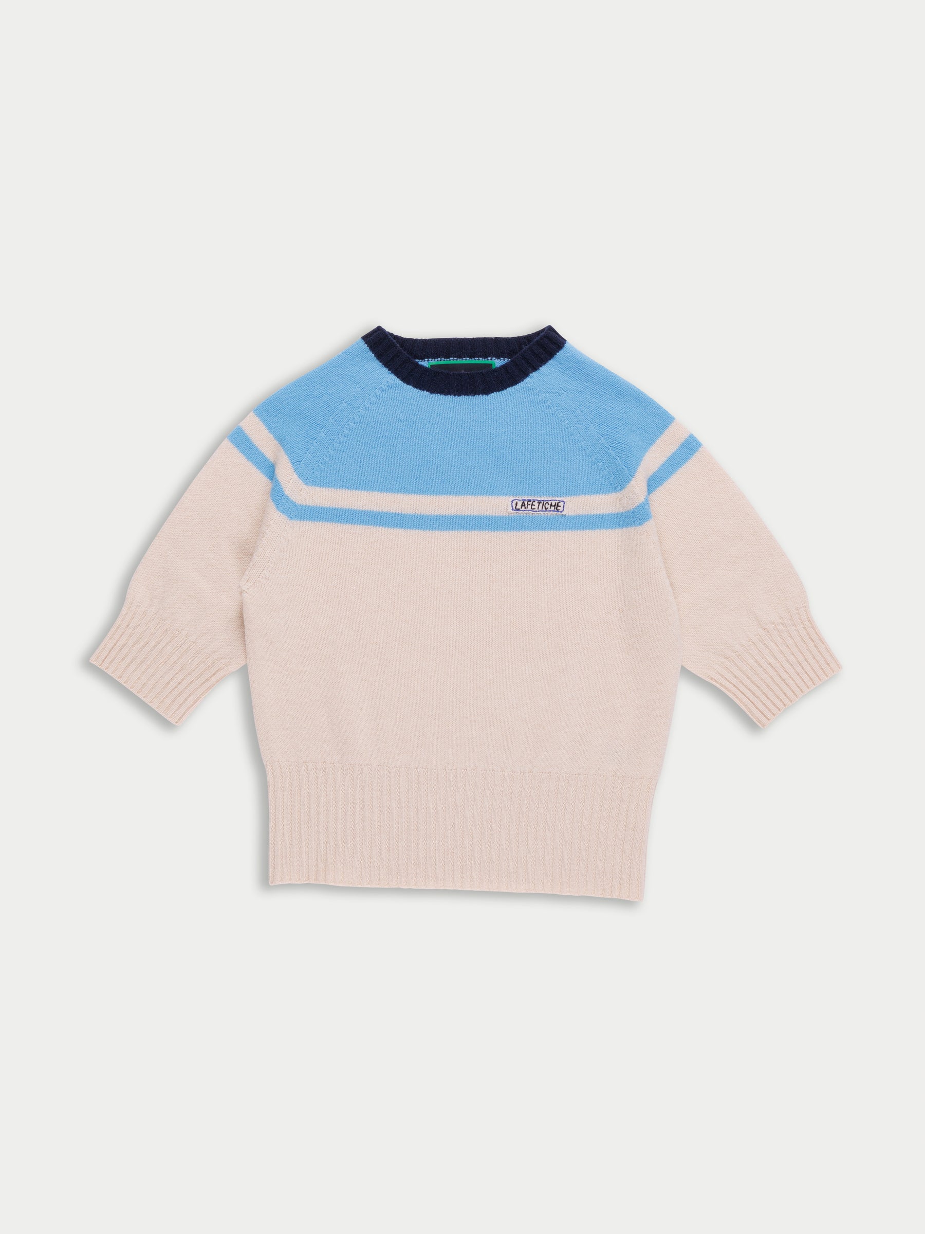 ADY 3/4 Sleeve Sweater - Light Blue / Ecru / Navy