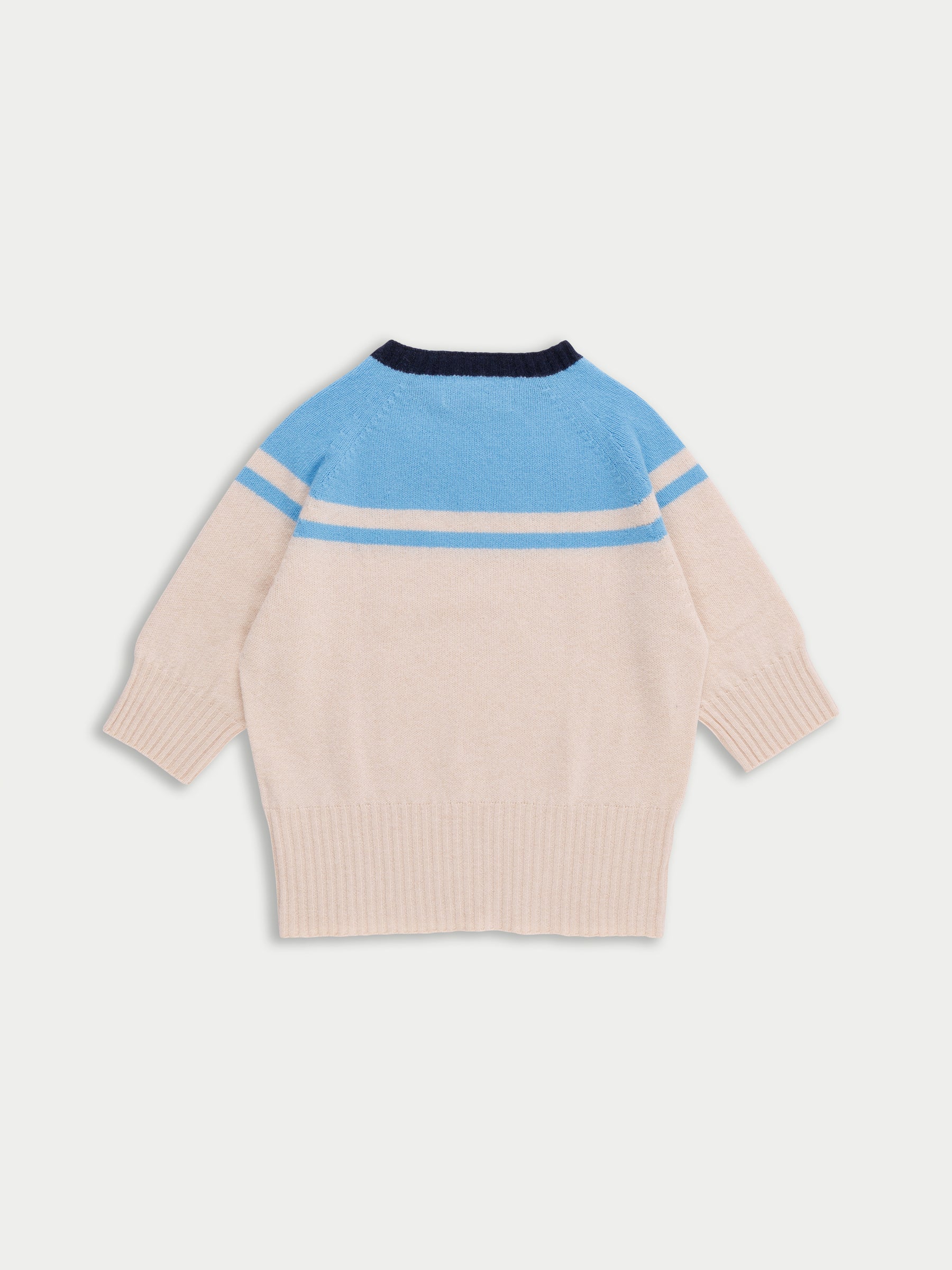 ADY 3/4 Sleeve Sweater - Light Blue / Ecru / Navy