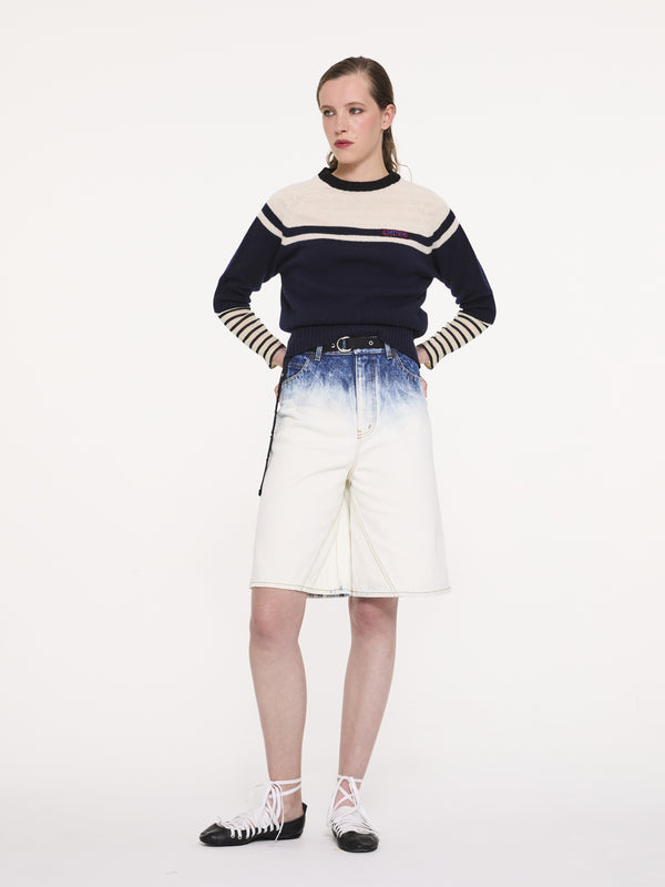 ADY 3/4 Sleeve Sweater - Navy / Ecru / Black