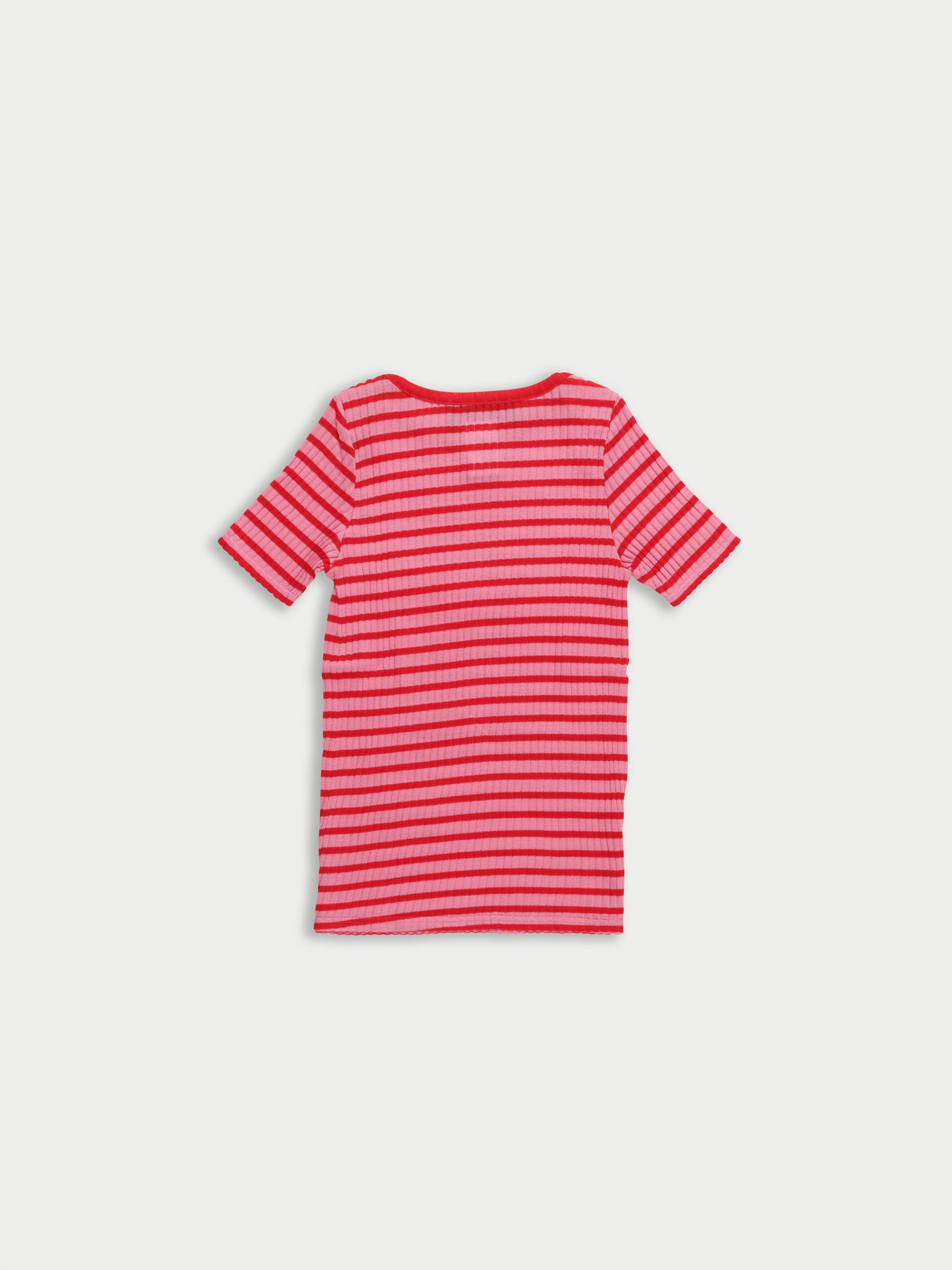 JAJA Striped Short Sleeve Top - Light Pink / Red