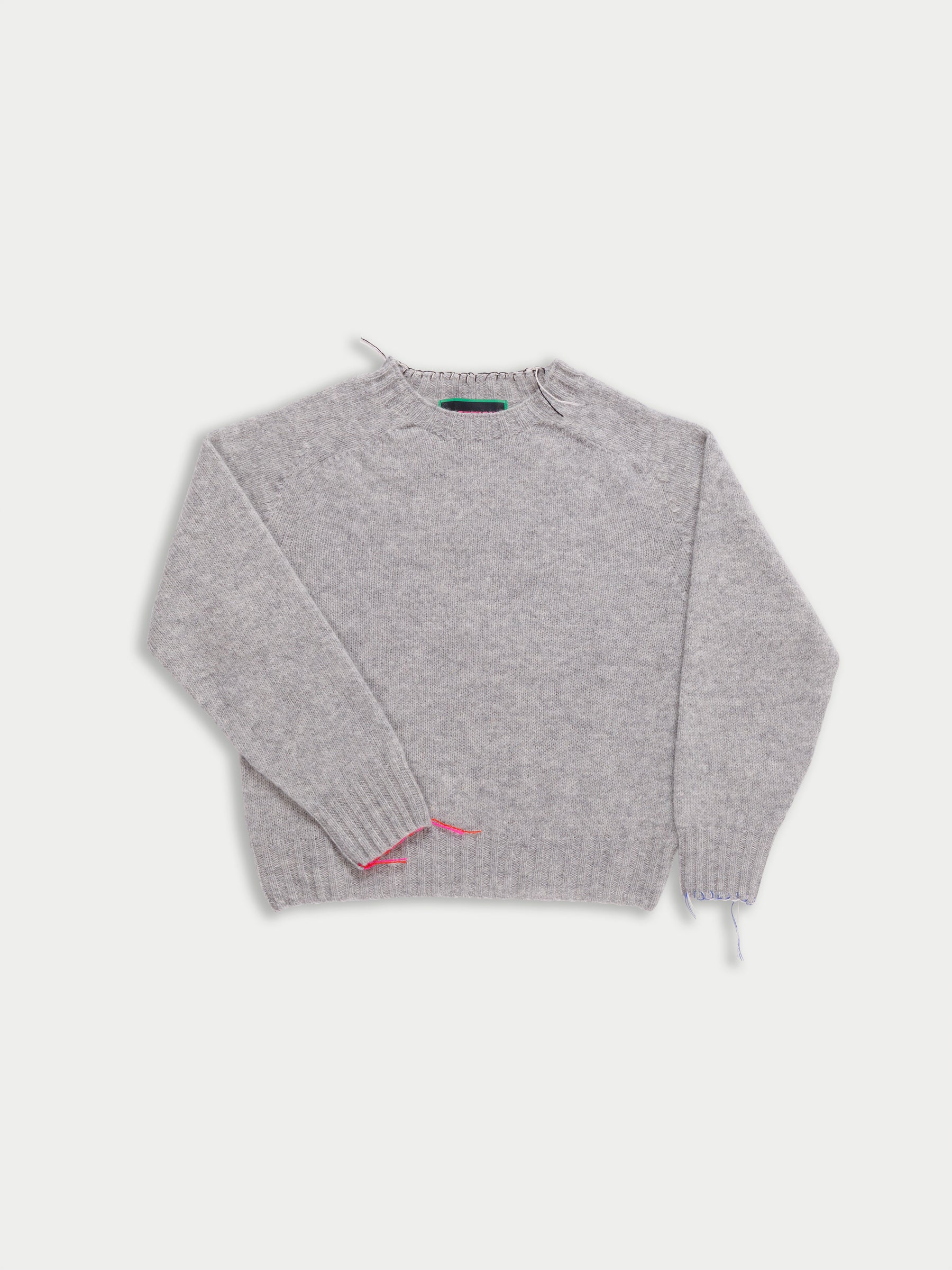 JOY Crew Neck Shetland Sweater - Light Grey