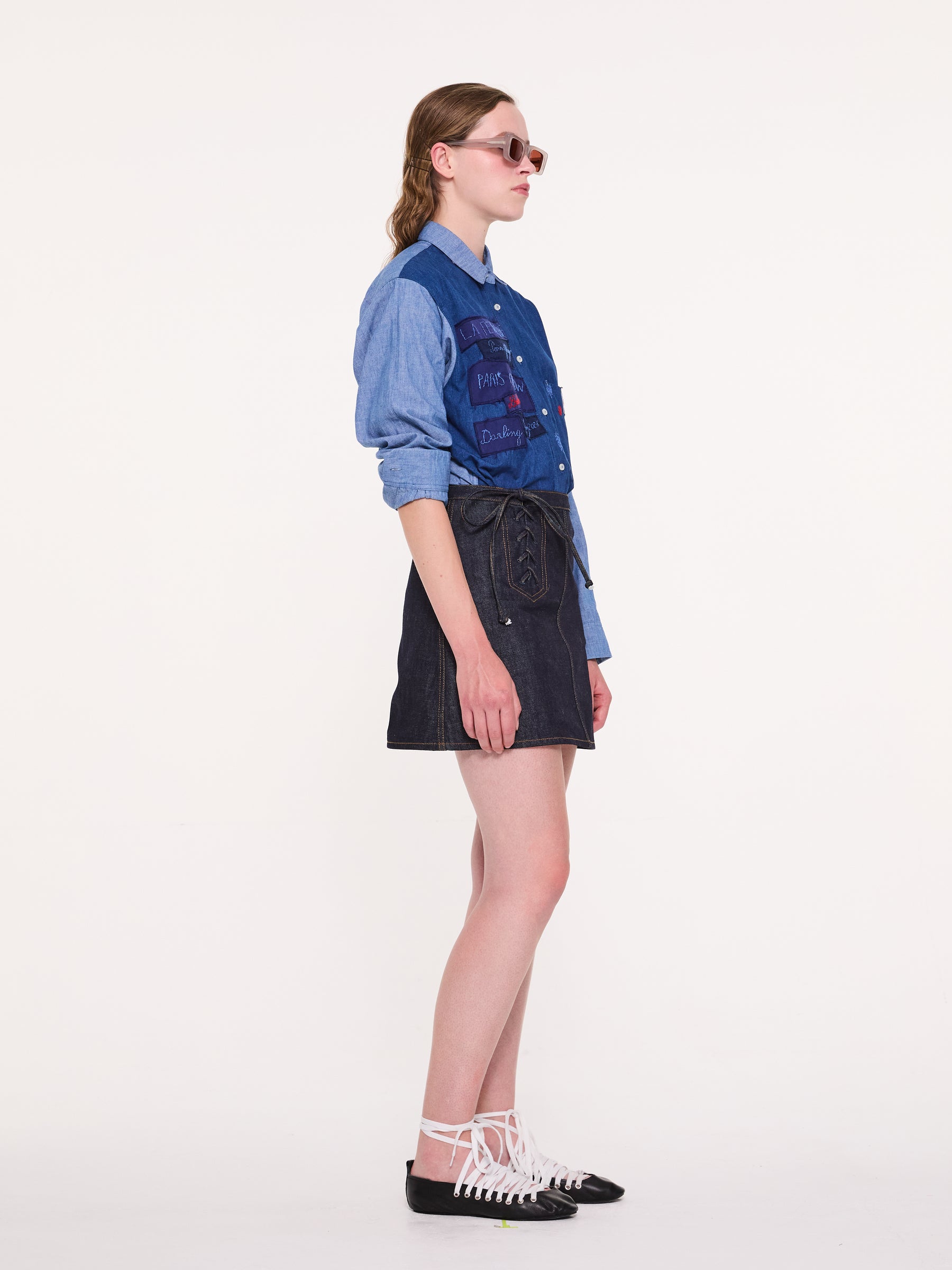 JUNE Menswear Colour Blocked Shirt - Navy / Light Blue