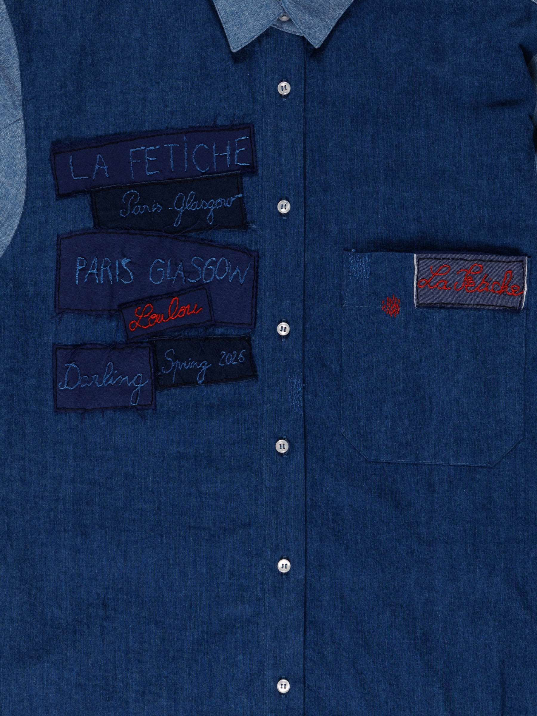 JUNE Menswear Colour Blocked Shirt - Navy / Light Blue