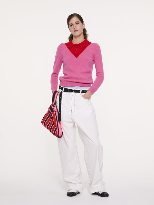 LORY Polo Sweater - Pink / Red