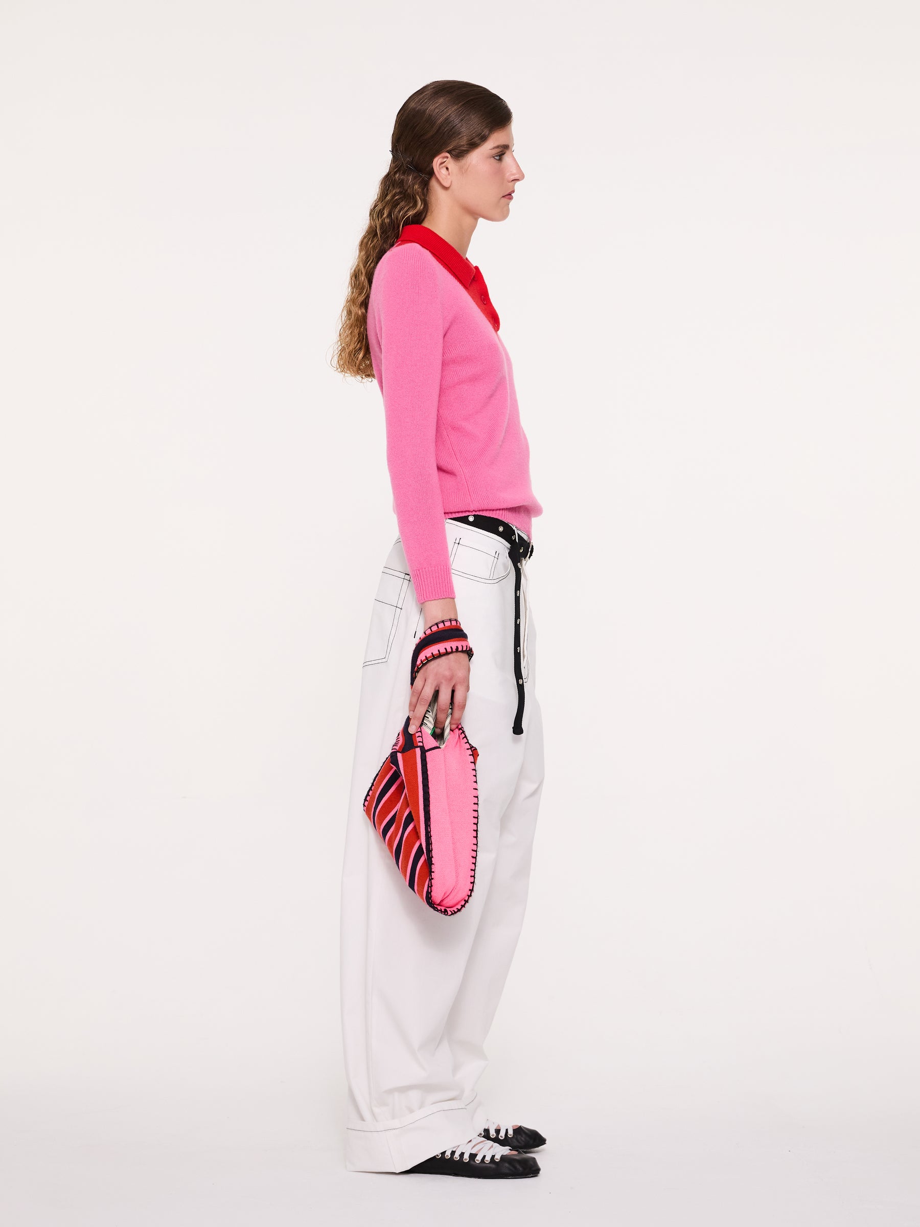 LORY Polo Sweater - Pink / Red