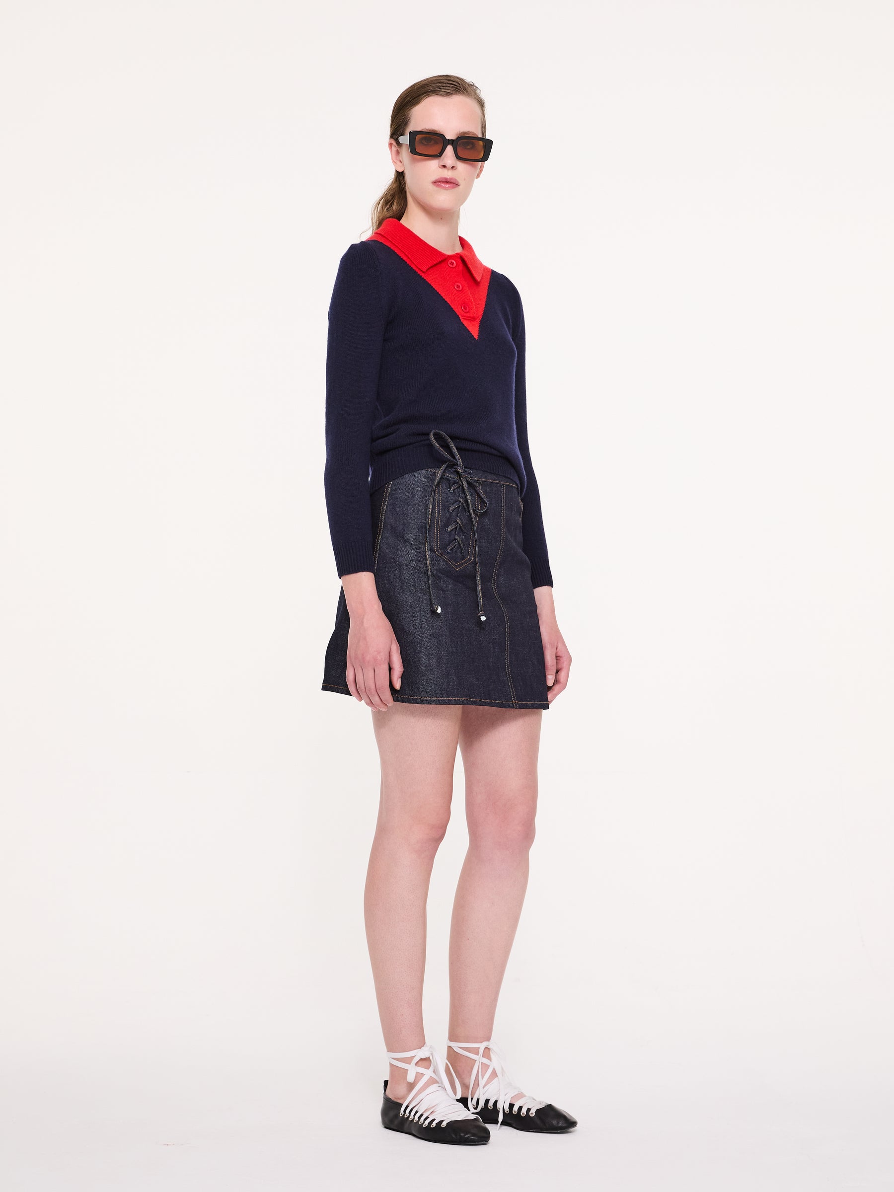 LORY Polo Sweater - Navy / Red