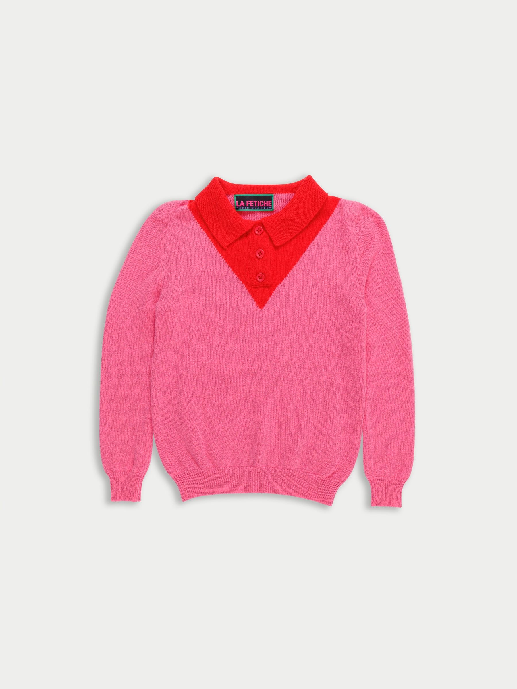 LORY Polo Sweater - Pink / Red