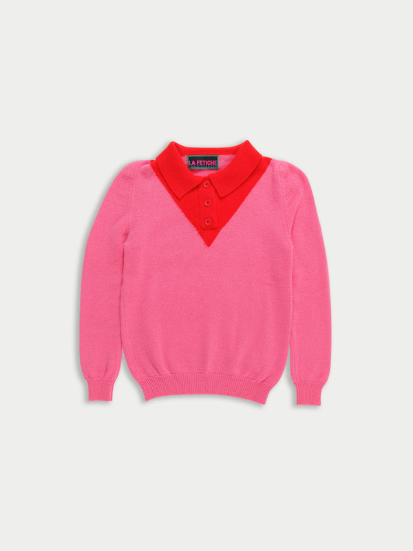 LORY Polo Sweater - Pink / Red