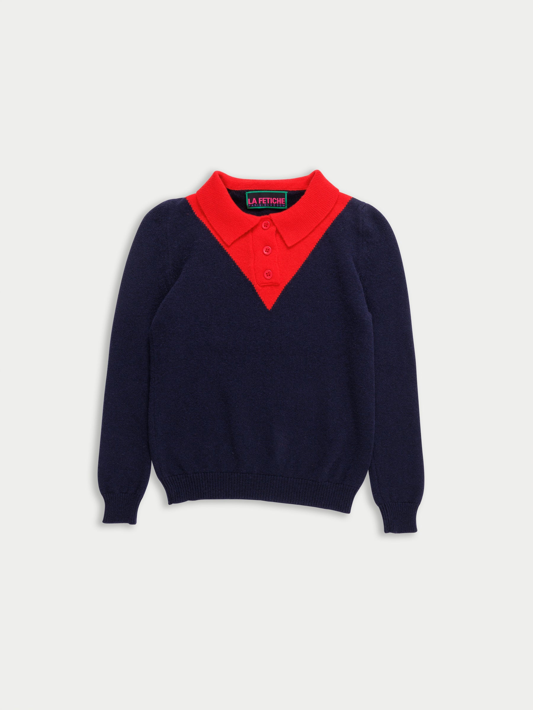 LORY Polo Sweater - Navy / Red