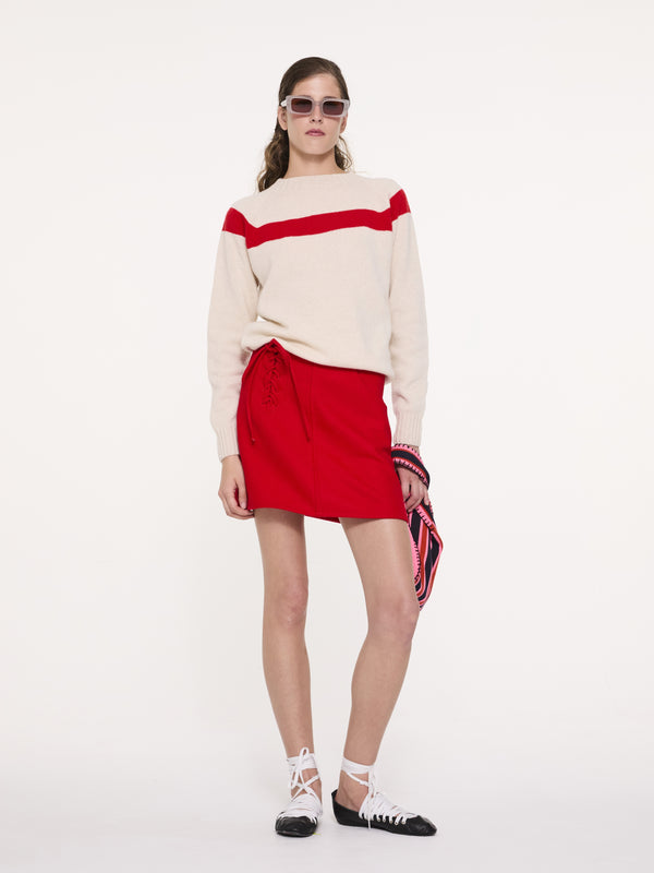 OSSIE Traditional Seam Free Sweater - Ecru / Red