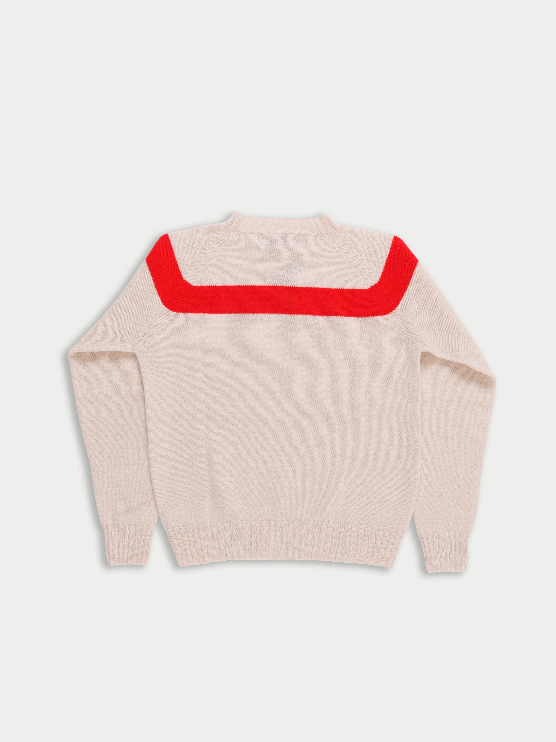 OSSIE Traditional Seam Free Sweater - Ecru / Red