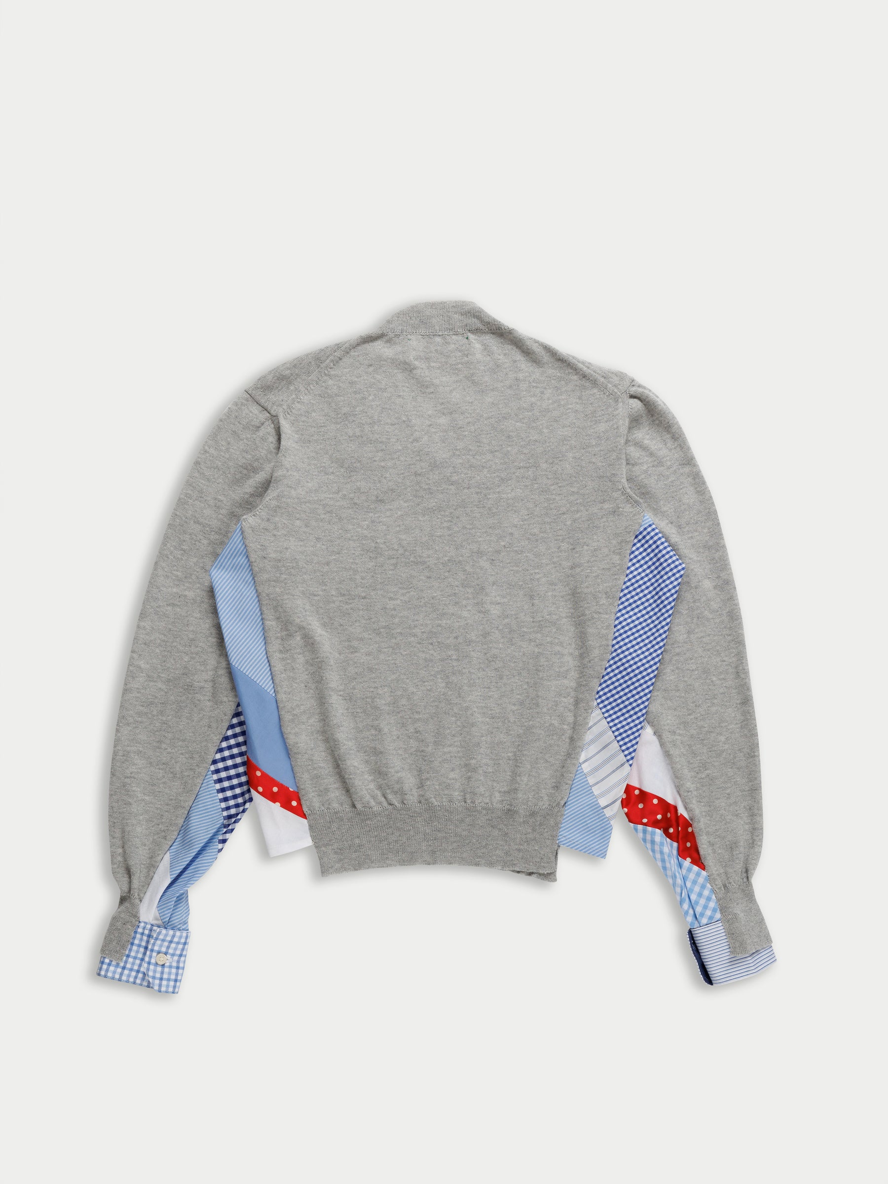 ROBBIE Menswear V-neck Sweater - Grey / Blue Shirting